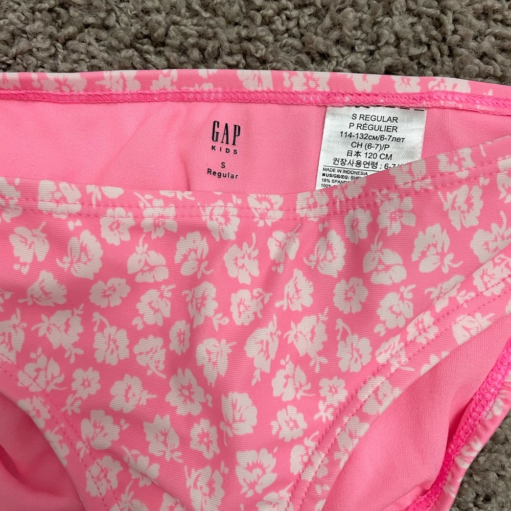 Kids Gap 2 piece swim pink and white small